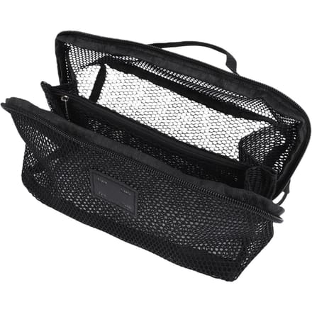 Mesh Make-uptas Grote Capaciteit Plat Open Toilettas Reizen Organiseren Pouch voor Vrouwen