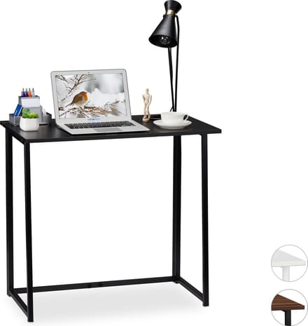 bureau inklapbaar - ruimtebesparend - 74,5 x 80 x 45 cm - metalen frame - zwart
