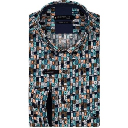 Giordano Overhemd Ivy Speakers Fantasy Pattern Oranje-Multi / male