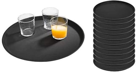 APS Gastro Serveertablet Rond - GFK Antislip - Horeca Dienblad Zwart - Ø27.5cm - Set van 12