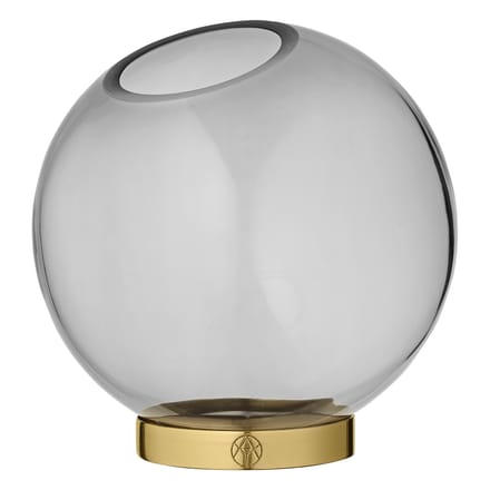 AYTM Vaas Globe, Ø 17 cm, rookgrijs / goud, glas, roestvrij staal