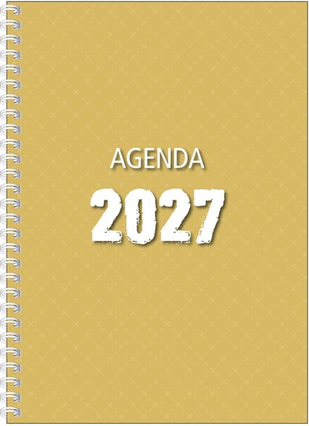 MGPcards - Agenda A4 2027 - Ringband - Spiraal - Flexibele kaft - Weekoverzicht - Oker - 21 x 29.5 cm