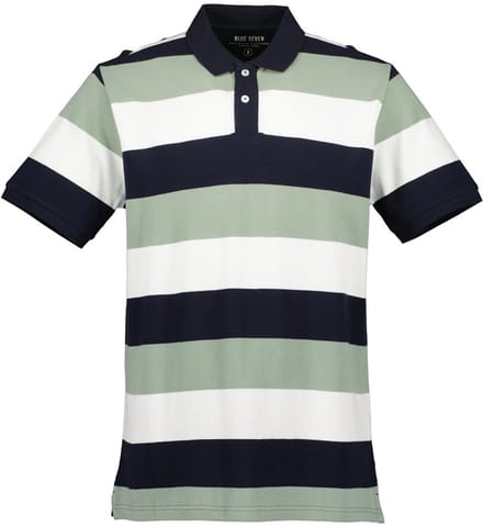 Blue Seven - Polo 321194 groen streep KM - maat M