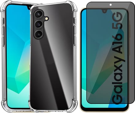 Hoesje geschikt voor Samsung Galaxy A16 - Privacy Screenprotector Volledig Dekkend Glas - Shockproof Transparant