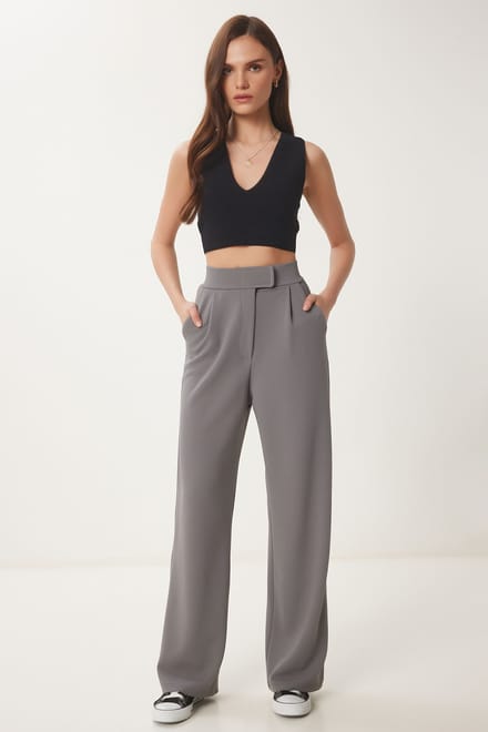 Hogewaisted Textured Palazzo Broek