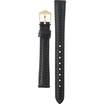 Hirsch Horlogeband -  Camelgrain Zwart - Leer - 12mm