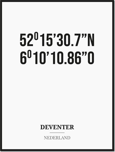 Poster/kaart DEVENTER met coördinaten