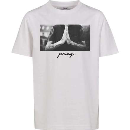 Mister Tee - Pray Kinder T-shirt - Kids 134/140 - Wit