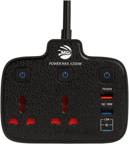 MG ST10 Home & Travel Power Strip - Portable - Black