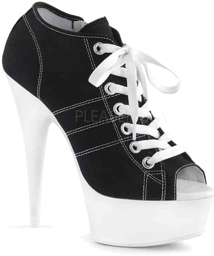 EU 35 = US 5 | DELIGHT-600SK-01 | 6 Heel, 1 3/4 PF Open Toe Sneaker, Side Zip