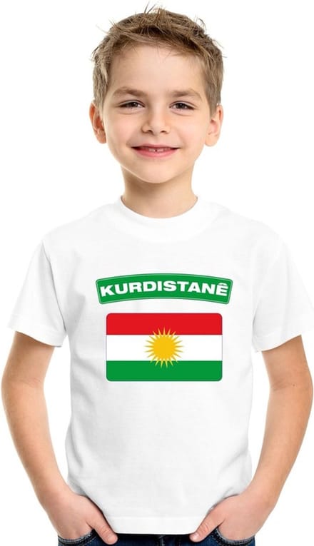 Koerdistan t-shirt met Koerdistaanse vlag wit kinderen 122/128