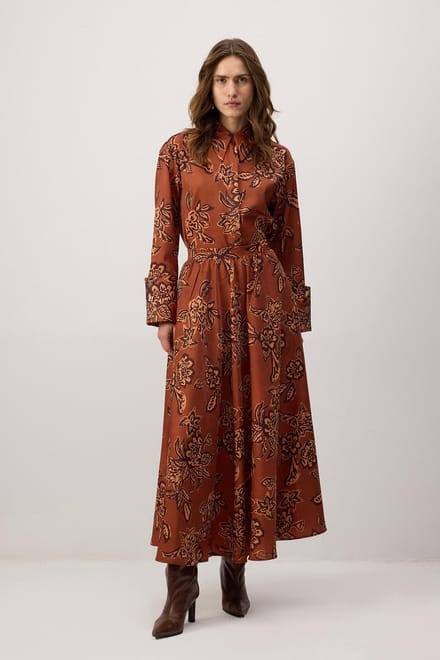 Touché Privé - Satijnen rok met print - Terracotta - Dames