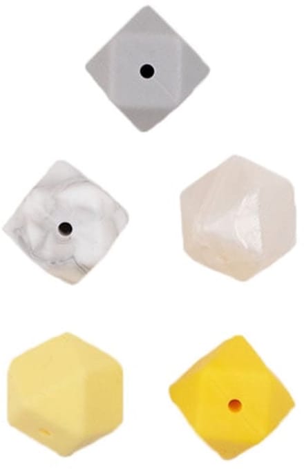 Durable Siliconen Hexagonkralen 5 stuks Geel