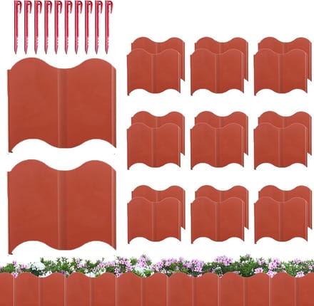 Tuinranden - Bloembedafscheiding - Tuin decoreren - Flexibel en aanpasbaar - 20 stuks - Rood