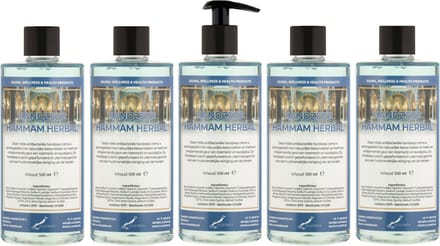 Handzeep Hammam Herbal 500 ml - met gratis pompje - set van 5 stuks - Voordeelverpakking