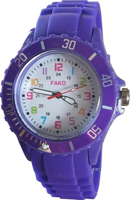 Fako - Kinderhorloge XL - Siliconen - 40mm - Regenboog - Paars
