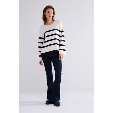 Summum Woman Striped Sweater Soft Viscose Polyamide Knit Ivory Größe: S | Strickpullover Outlet | Damen | Weiß