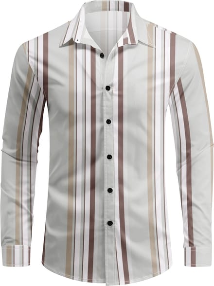 ALLTHEMEN Heren casual overhemd - Gestreept - M