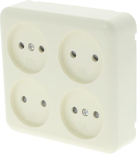 Q-LINK CONTACTDOOS OPBOUW VIERVOUDIG VIERKANT CREME