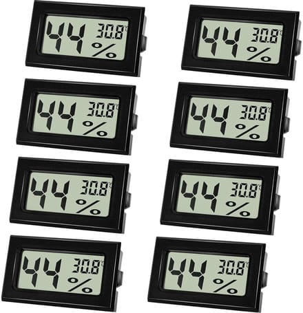 8 stuks digitale binnen thermometer en luchtvochtigheidsmeter set - compact en helder display