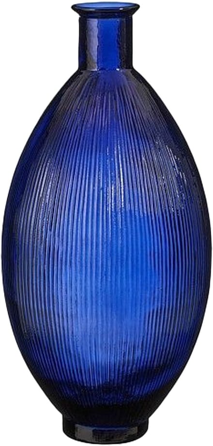Mica Decorations ovaal vaas - Firenza - donker blauw - gerecycled glas - 29 x 59 cm