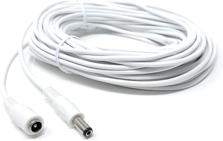 DC Verlengsnoer - Stekker naar Socket - Apparaten Aansluiten - Afgeschermde Koperdraad - 20 Meter - Wit