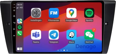 CarPlay autoradio geschikt voor BMW 3 Serie E90 E91 E92 E93 & BMW M3 (2005–2013) | 9 inch | Android 16 | Draadloos Apple CarPlay & Android Auto | 2GB + 32GB | QuadCore | Denago DNG-A72 | 2005 2006 2007 2008 2009 2010 2011 2012 2013 | Bluetooth & Wifi