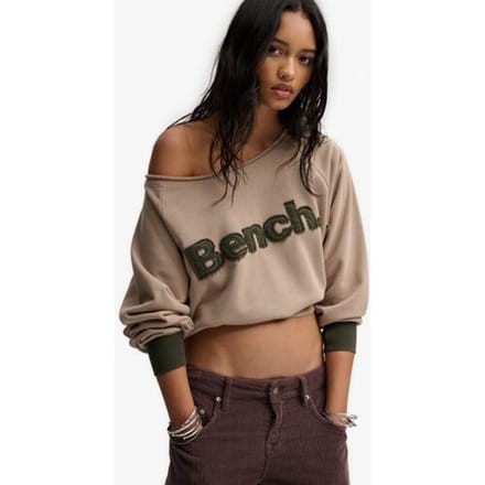 Superdry Bench Bardot Oversized Sweatshirt Beige Grootte: 1SIZE