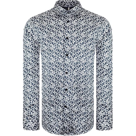 Ted Baker Capua Heren Wit/Navy Ditsy Bloemen Overhemd