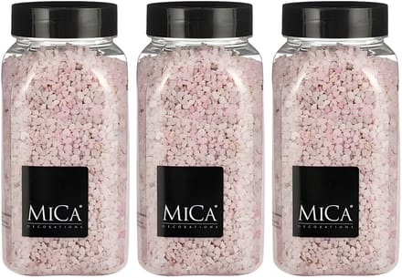 Mica Decorations decoratie stenen/granulaat - 3x - 650ml - roze - hobby steentjes