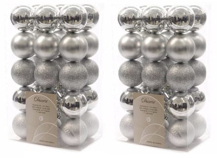 Decoris kerstballen - 60x st - zilver - D6 cm - kunststof - kerstversiering