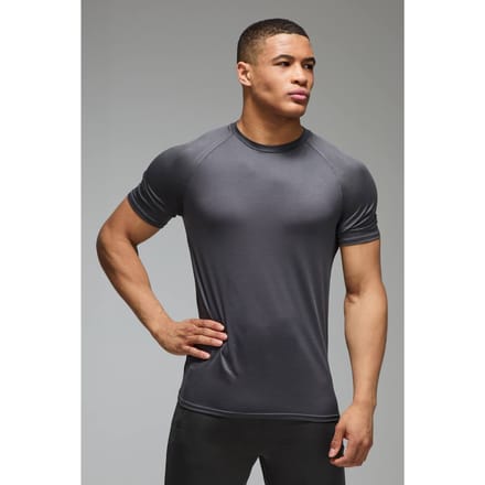 Heren Actieve Lichtgewicht Essentials Gym Regular Fit Raglan T-shirt | Charcoal | Size Medium