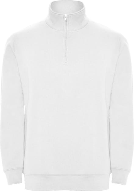 Witte sweater met halve rits model Aneto merk Roly maat 2XL