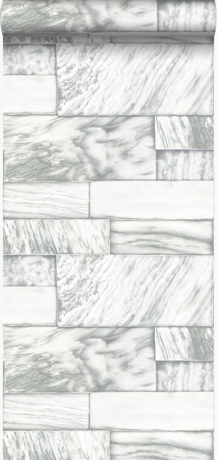Origin Wallcoverings behang marmeren stenen gebroken wit - 337254 - 53 cm x 10,05 m