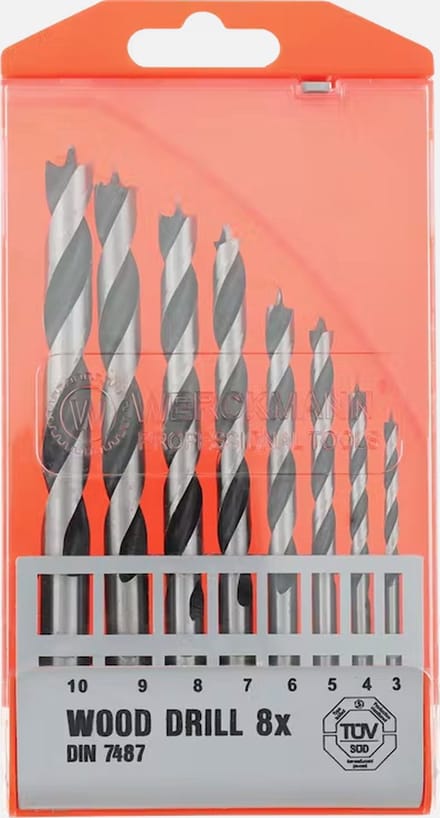 Houtboortjes - 6 stuks - 6 maten - 3 mm tot 8 mm