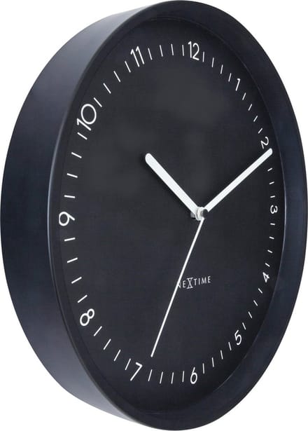NeXtime Berlin – Wandklok – 30 cm – Aluminium – Zwart – Stil