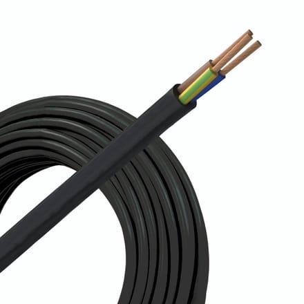 VMVL (H05VV-F) kabel 3x1mm2 zwart per rol 100 meter