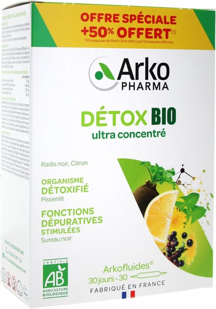 Arkopharma Arkofluides Détox Bio 20 Ampullen + 10 Ampullen Gratis