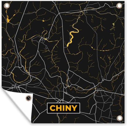Tuindoek goud - Plattegrond - Chiny - Stadskaart - Kaart - 100x100 cm