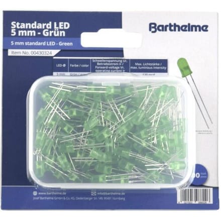 Barthelme LED-assortiment Groen Rond 5 mm 120 mcd 35 ° 20 mA 2 V