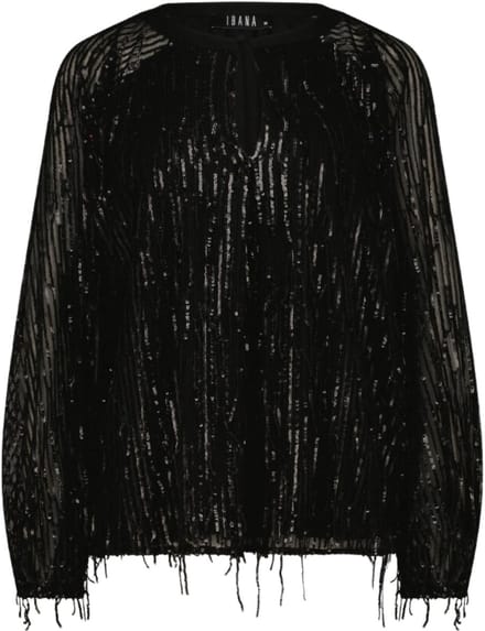 Ibana - zwarte pailletten blouse Folette - maat XL