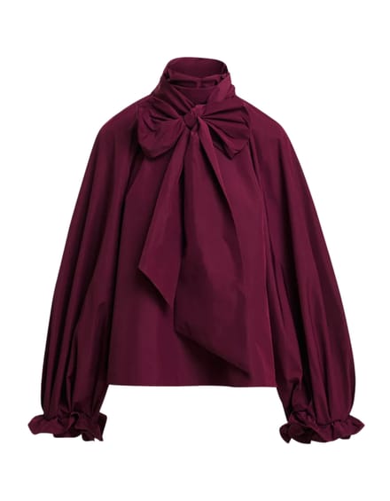 Essentiel Antwerp Pussy Bow Tie Top Tops Bordeaux Keily