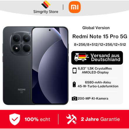 Xiaomi Redmi Note 15 Pro 5G NFC MTK Dimensity 7400-Ultra Processor 6,83 inch 120Hz 200MP camera 45W opladen 6580mAh batterij