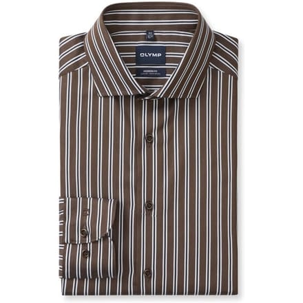 OLYMP Luxor Overhemd, Modern Fit, Royal Kent, Zwart-Bruin