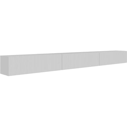 Selsey Veldio – Hangend TV-meubel met geribbelde fronten, 300 cm, wit