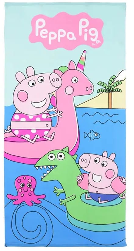 Peppa Pig Strandhanddoek – 70x140 cm – Blauw/Groen – Microfiber – Officiële licentie
