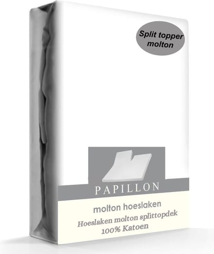Hoeslaken molton splittopdek - Katoen - Wit - 160x200