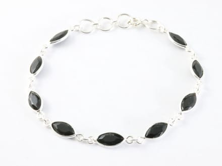 Fijne zilveren armband met onyx