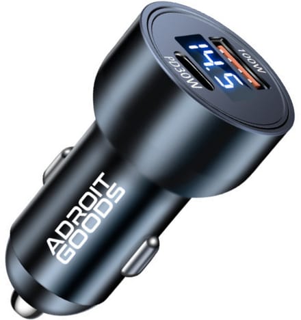 AdroitGoods USB-C & USB-A Autolader 100W + 30W met Display – Ultrafast - Auto Oplader