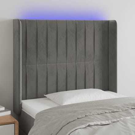 vidaXL - Hoofdbord - LED - 83x16x118/128 - cm - fluweel - lichtgrijs
